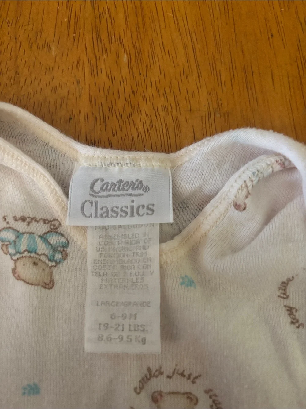 Vintage Carters Classic Cream Infant One-Piece 6-9 mo 19-21 lbs